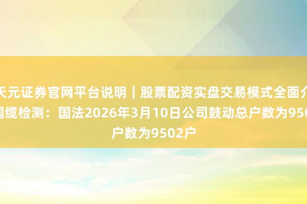 天元证券官网平台说明｜股票配资实盘交易模式全面介绍 国缆检测：国法2026年3月10日公司鼓动总户数为9502户